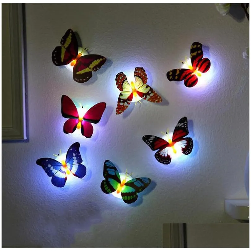 colorful led lights wall stickers easy installation butterfly dragonfly led night light for children baby bedroom party christmas led
