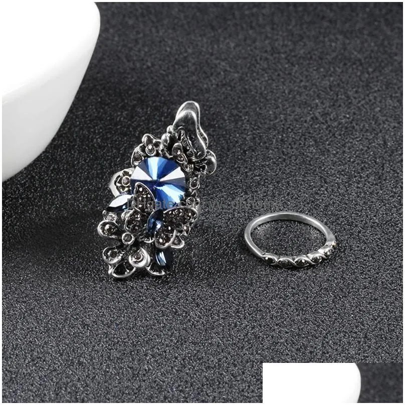 crystal butterfly shape wedding ring party jewelry ring elegant fashion classic