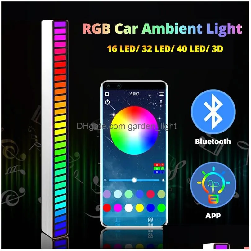 app led strip night light rgb sound control light voice activated music rhythm ambient lamps pickup lamp for car family party lights