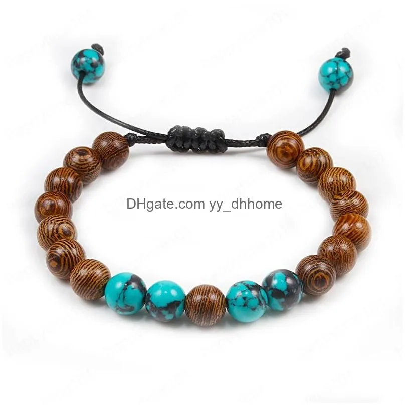 lava rock stone bracelets for men women braided rope adjustable tiger eye beads bracelet natural stone healing couple jewelry