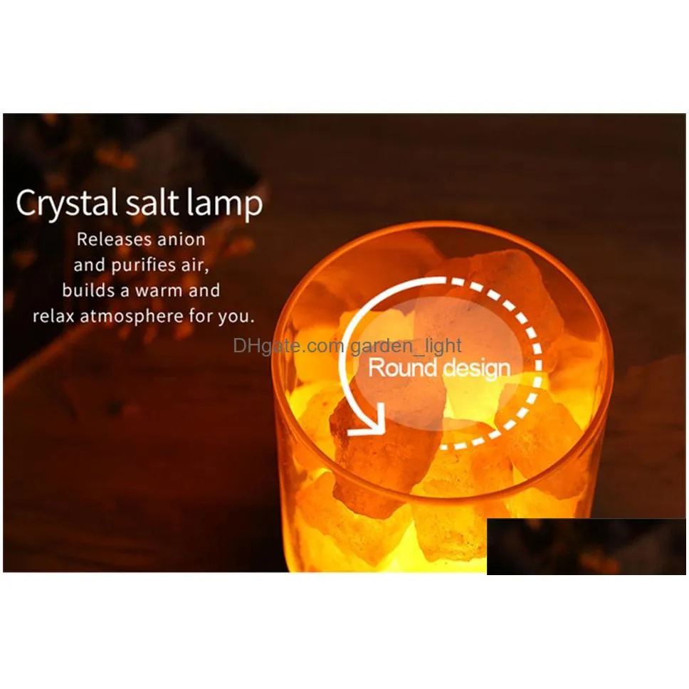 usb salt lamp portable design colorful changing crystal light natural himalayan touch switch brightness adjustable bedroom night light