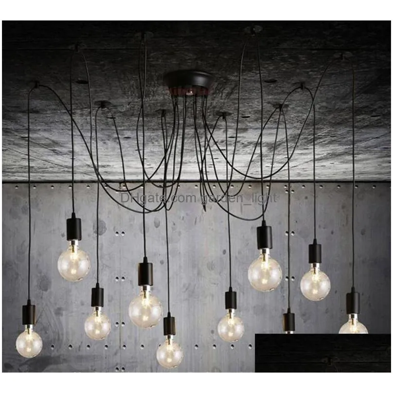 pendant lighting modern nordic retro hanging lamps chandelier edison bulb fixtures spider ceiling lamp fixture light for living room