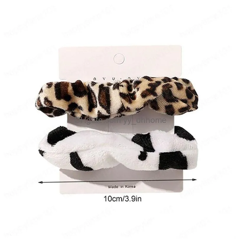 vintage plush scrunchie striped leopard furry elastic hair bands velvet satin women girls ponytail holder hair accessories