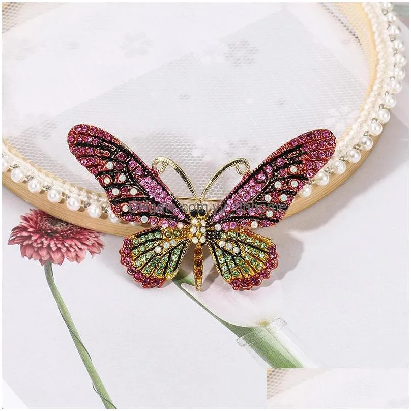 women butterfly brooch inlaid zircon enamel pin scarf pins romantic gift for girls