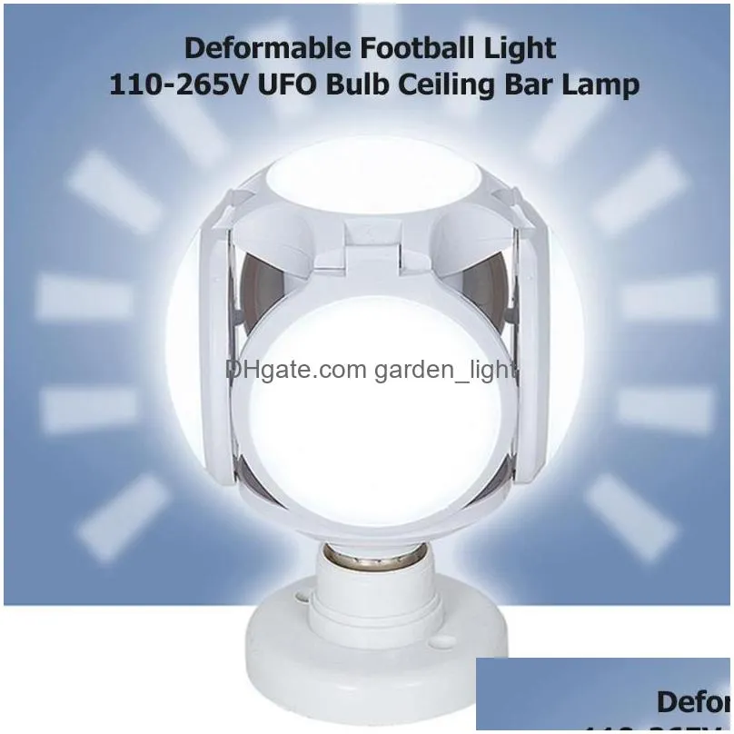 e27 led folding bulbs ac85265v 30w 5 leaf 120leds football ufo bulb 360 degrees high brightness lighting for bar hall ceiling lights