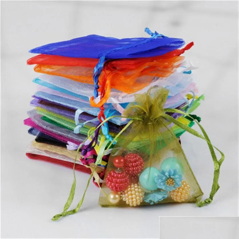 sell organza wedding gift bag jewelry packing bag 100pcs mixed colors various sizes189b