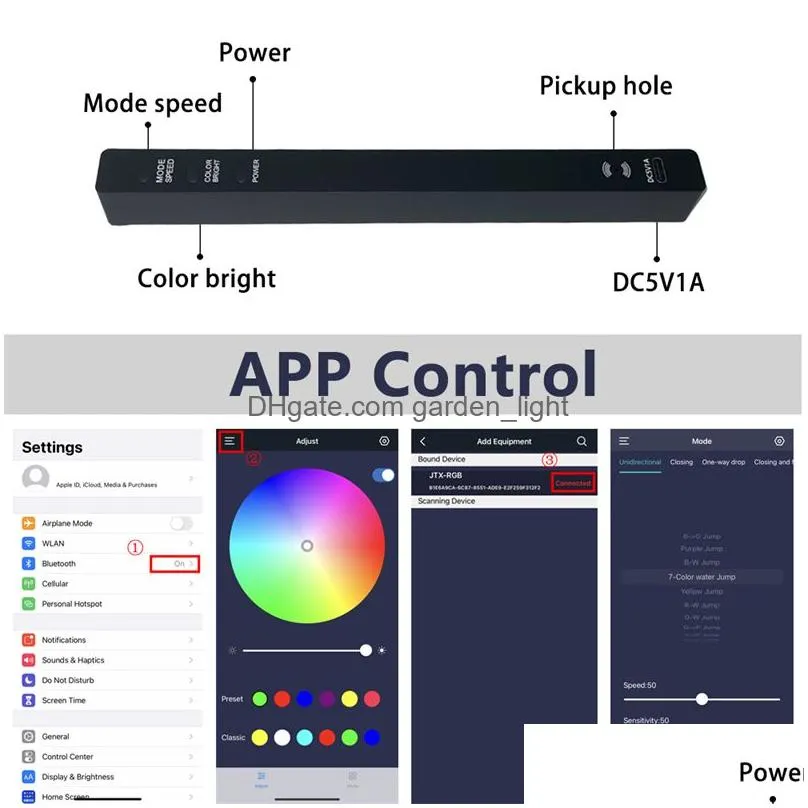 app led strip night light rgb sound control light voice activated music rhythm ambient lamps pickup lamp for car family party lights