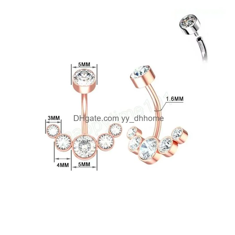 sexy belly button ring reversed bar barbell 316l surgical steel 5 crystals navel piercing ombligo body jewelry