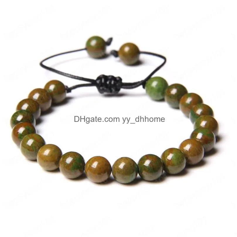 natural stone braided bracelet green turquoises beads adjustable rope bracelets for male female creative gift