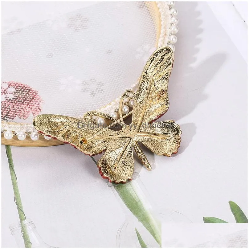 women butterfly brooch inlaid zircon enamel pin scarf pins romantic gift for girls