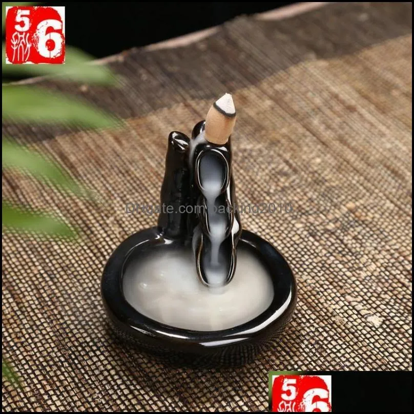 ceramics glaze incense burner lamps buddhist reflux aromatherapy censer backflow creative shape fragrance sticks holder many styles 8cy