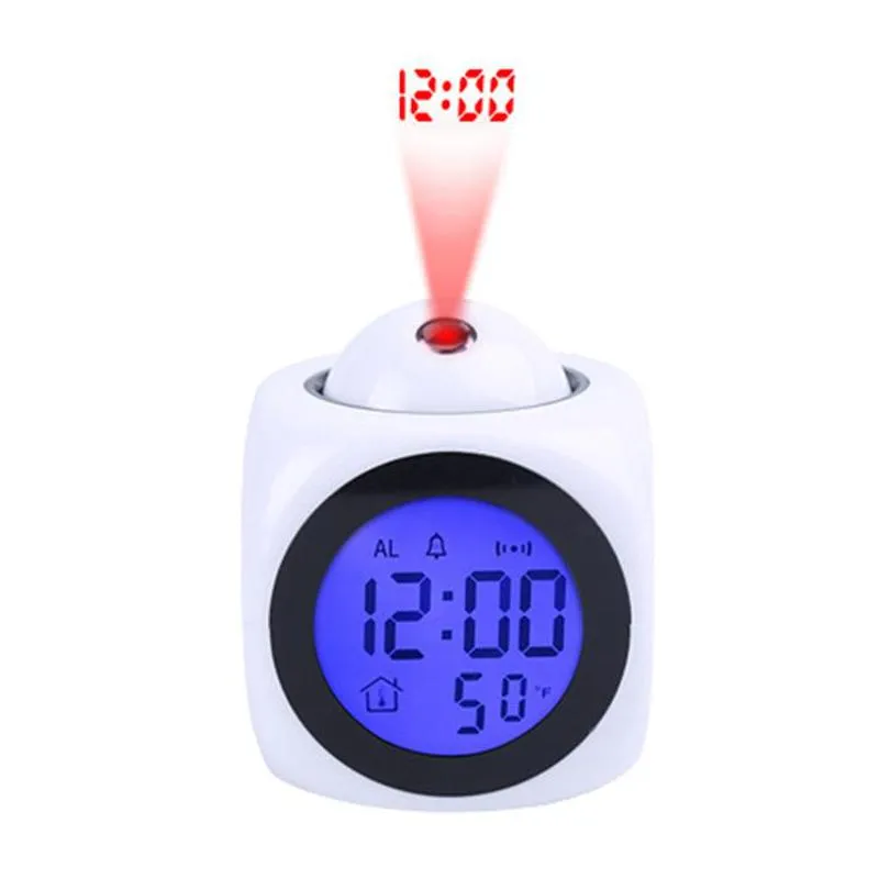 projection alarm clock with led lamp digital voice talking function led wall ceiling projection alarm sn temperature display 678 v2