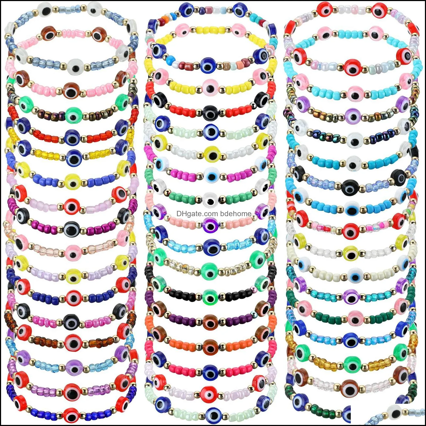 charm bracelets evil eye pack mexican beaded elastic protection bracelet adjustable handmade strand good luck mal de ojo anklet amet