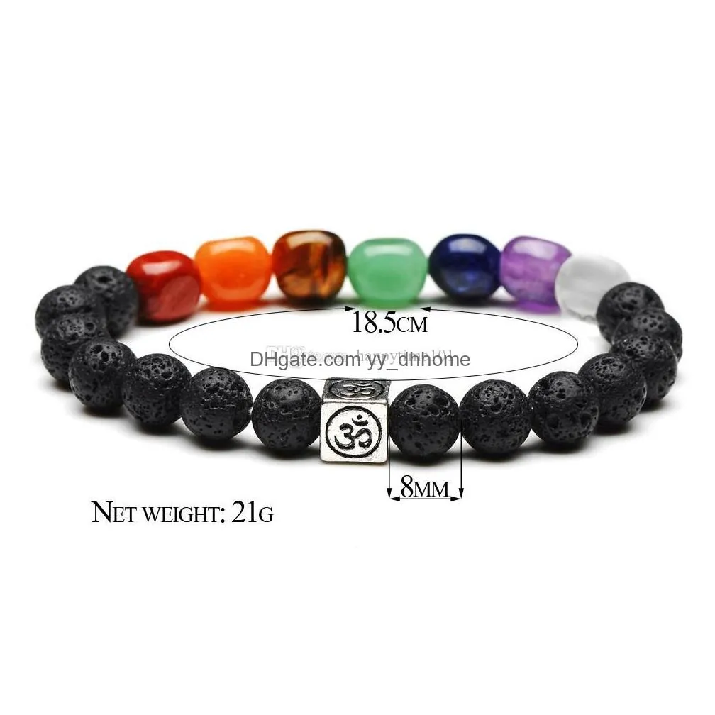 fashion natural black lava stone bracelet 7 chakra lava aromatherapy essential oil diffuser bracelet for women men