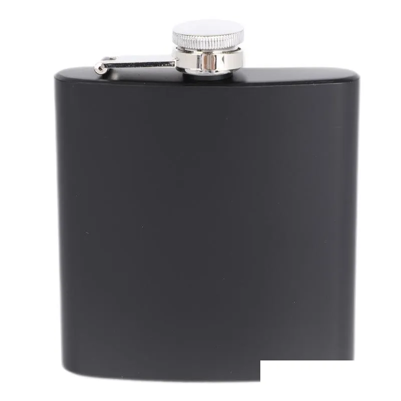 6oz portable pocket stainless steel hip flask flagon matte black whiskey wine pot drinker alcohol bottle travel tour drinkware jy1161