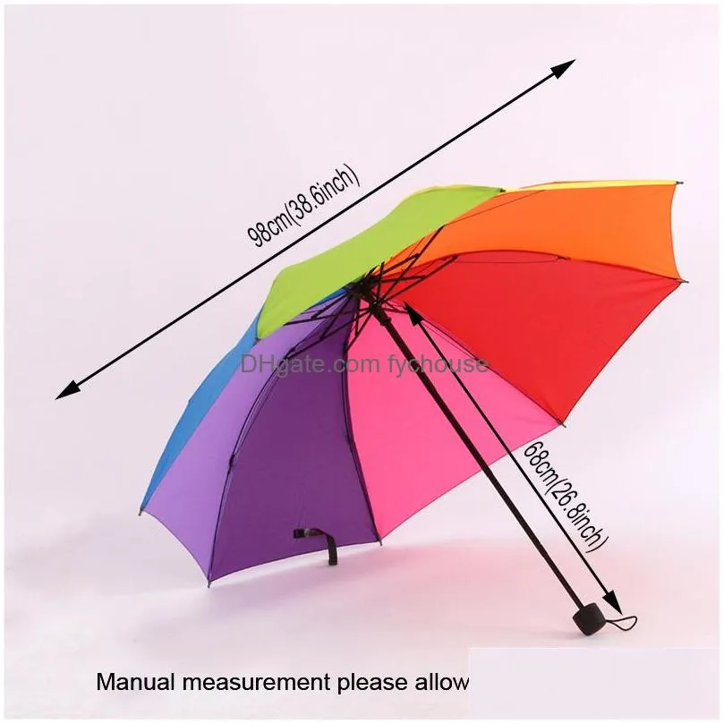 portable rainbow foldable umbrella women men nonautomatic creative folding adults children hanging sunny and rainy advertising umbrellas gift