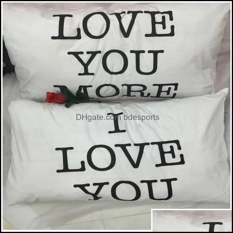 cloth valentine day pillowslip easy dismantle wash pillow case 50x70cm bed supplies cushion cover white black love you more 10xl g2
