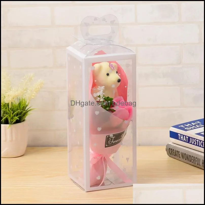  christmas gift forever love artificial rose bear craft for valentine girlfriend delicate color soap flower 6wq ww