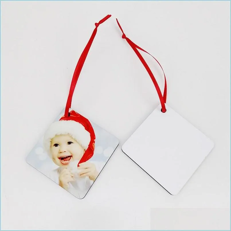 18 styles sublimation mdf christmas ornaments decorations round square shape transfer printing blank consumable 1052 b3