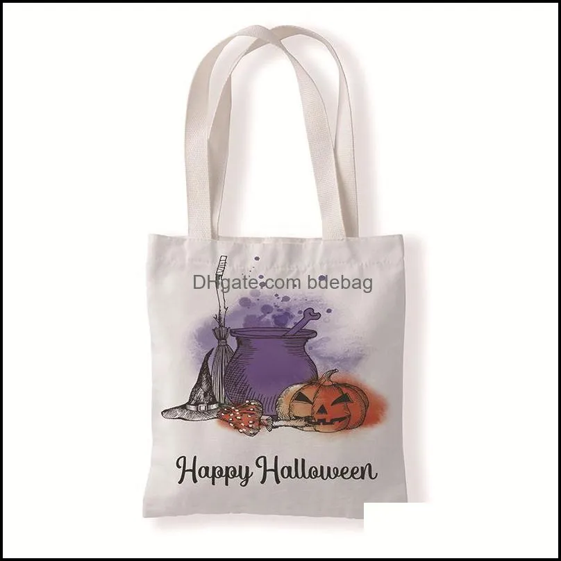 gift wrap pumpkin handbag high capacity shopping foldable scary halloween print shoulder bags fashion leisure coin bag 6wda y2