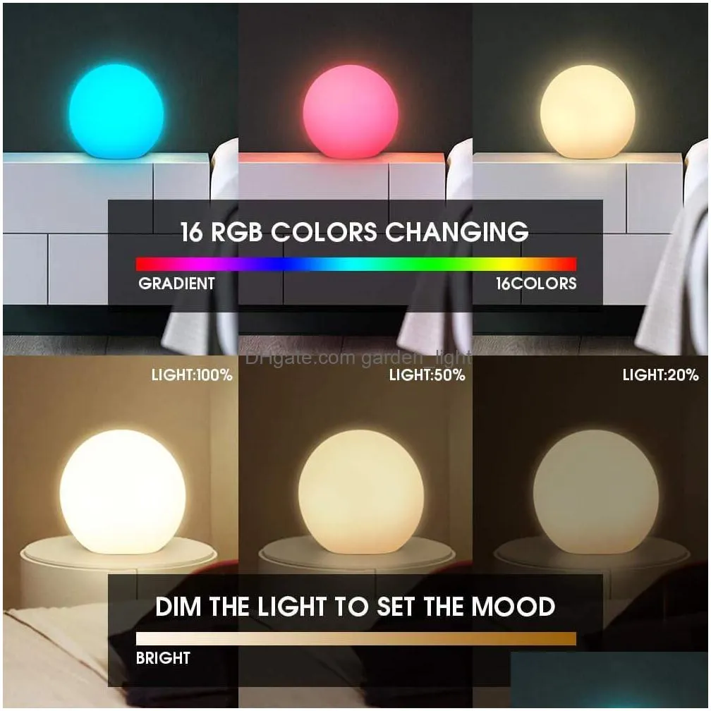 brelong rechargeable color led ball light spherical ball light with remote control home pool party dimmable night light 12cm