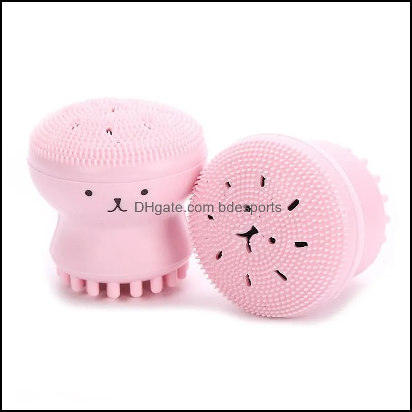 lovely cute octopus shape silicone facial cleaning brush deep pore cleaning exfoliator face washing skin care 152 g2