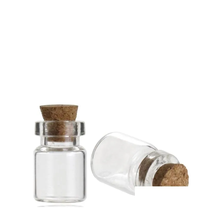 0.5ml cute mini small storage bottle tiny empty clear empty wishing vials with cork glass bottles jars containers 5737 q2