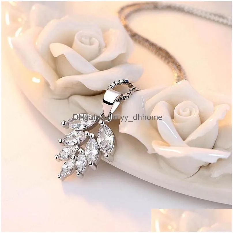 s925 sterling silver pendant necklace leaf charms necklaces wholesale