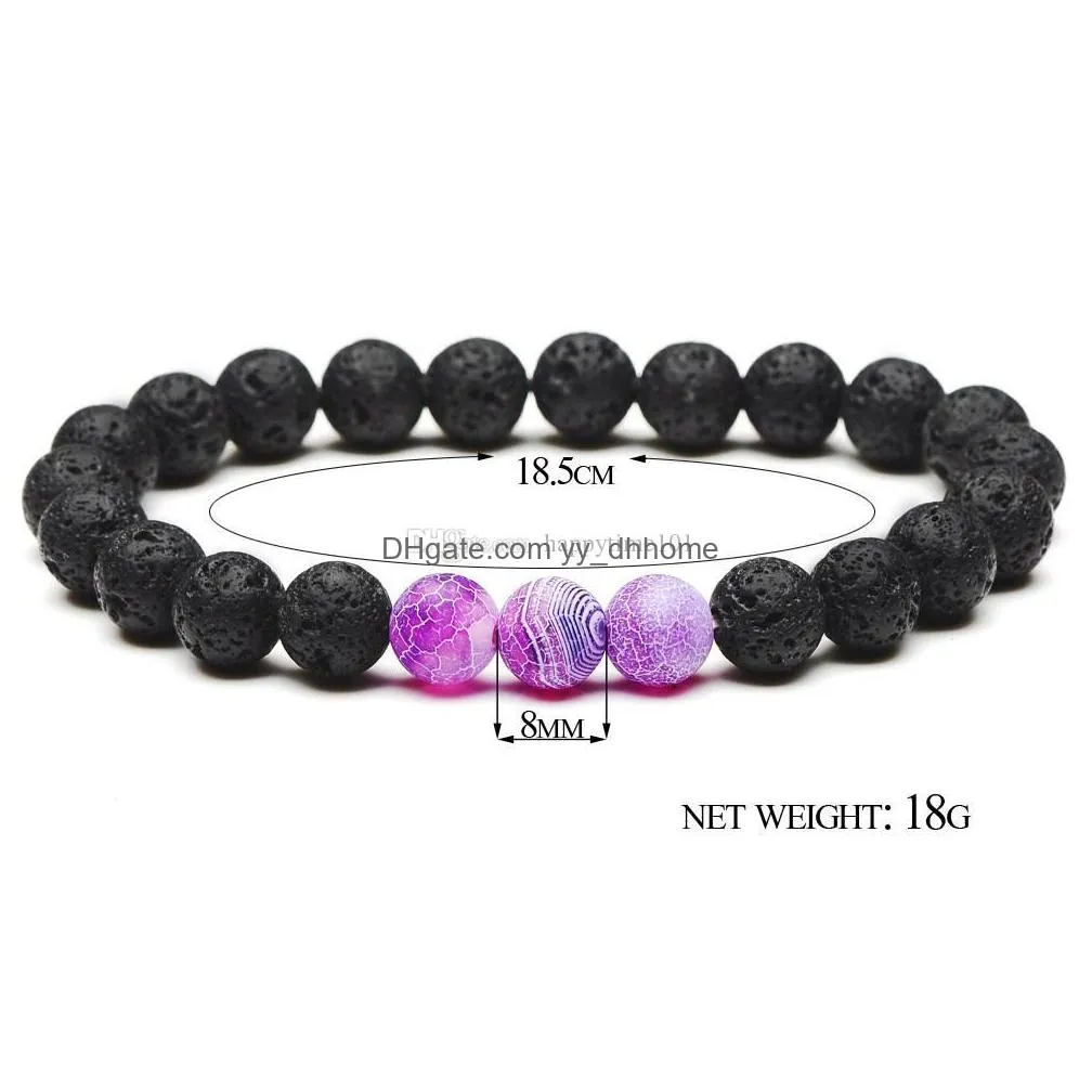 8mm natural black lava stone agate bracelet aromatherapy essential oil diffuser bracelet for women men jewelry