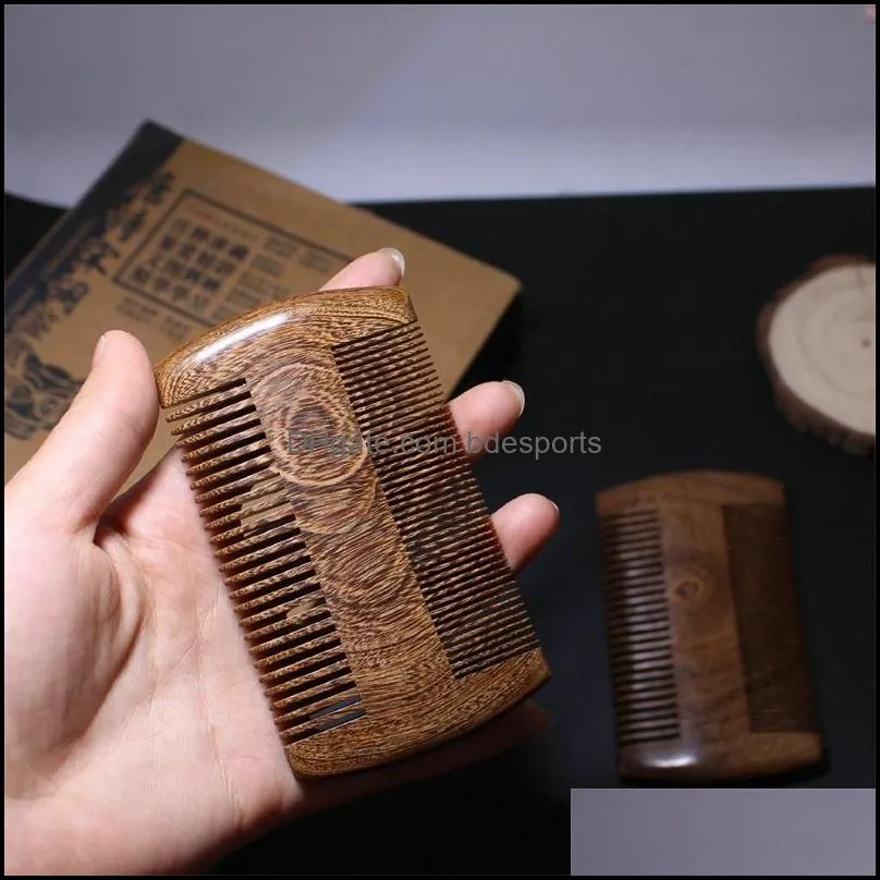 green sandalwood pocket beard hair combs handmade natural wood comb anti static wooden hair comb multifunctional hair care tools 47 g2