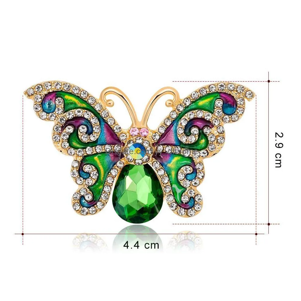 womens exquisite colorful zircon rhinestone butterfly brooch costume accessories jewelry