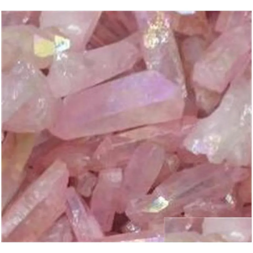 5pcs arts and crafts drop natural rose titanium aura quartz crystal gemstone point healing chakra for jewelry making 616 s2