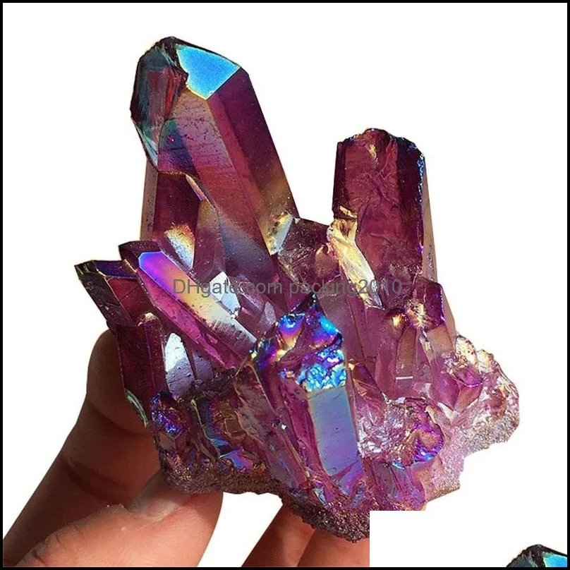 home decor natural quartz amethyst cluster crystal stone healing electroplated colorful crysral cluster mineral specimen homes gifts 20220106