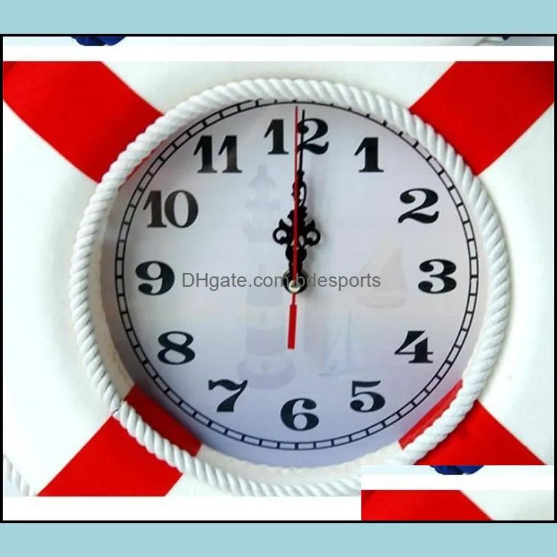 life buoy wall clock red blue decorate clocks home hanging ornaments mute welcome aboard creative sales fashion 28zsc1