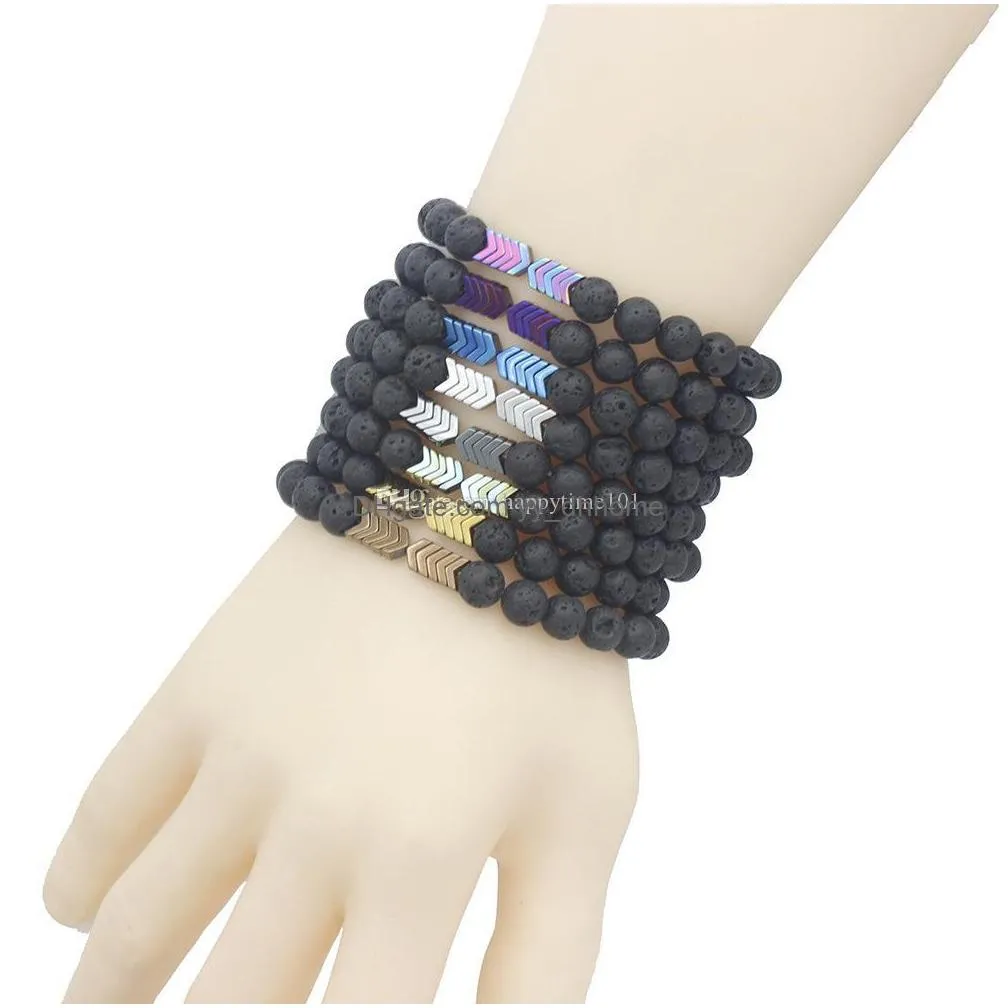 lava volcanic stone essential oil diffuser bracelets magnet arrow bangle yoga healing balance beads bracelet men women gift