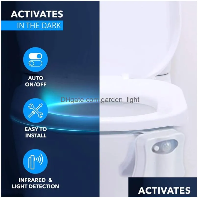 toilet night light 2pack by ailun motion activated led light 8 colors changing toilet bowl nightlight for bathroom battery not included