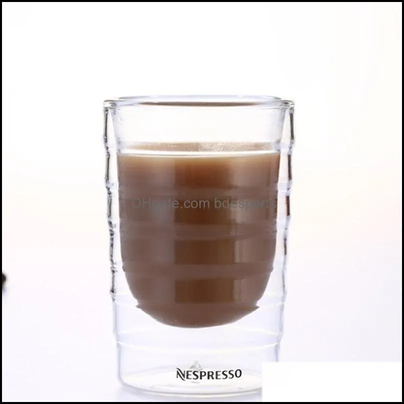 6pcs/lot mugs caneca hand blown double wall whey protein canecas coffee mug espresso coffee cup thermal glass 85ml