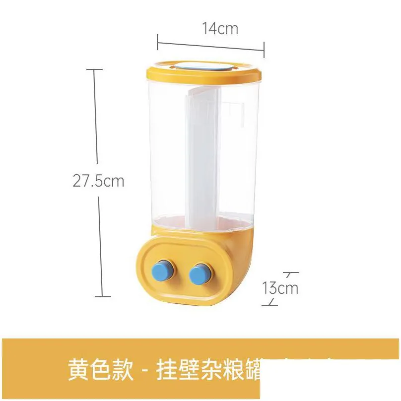 wall mounted cereals dispenser kitchen food storage containers rice grains transparent separate sealed jars 1247 d3