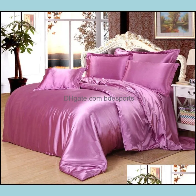 4pcs luxury silk bedding set satin queen king size bed set comforter quilt duvet cover linens with pillowcases and bed sheet 1814 v2