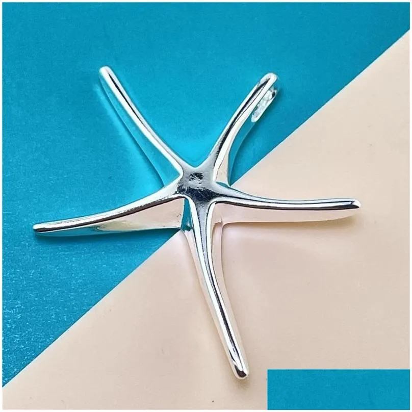  arrival fashion jewelry 925 sterling silver necklaces charms pendant big starfish pendant 20pcs/lot c3