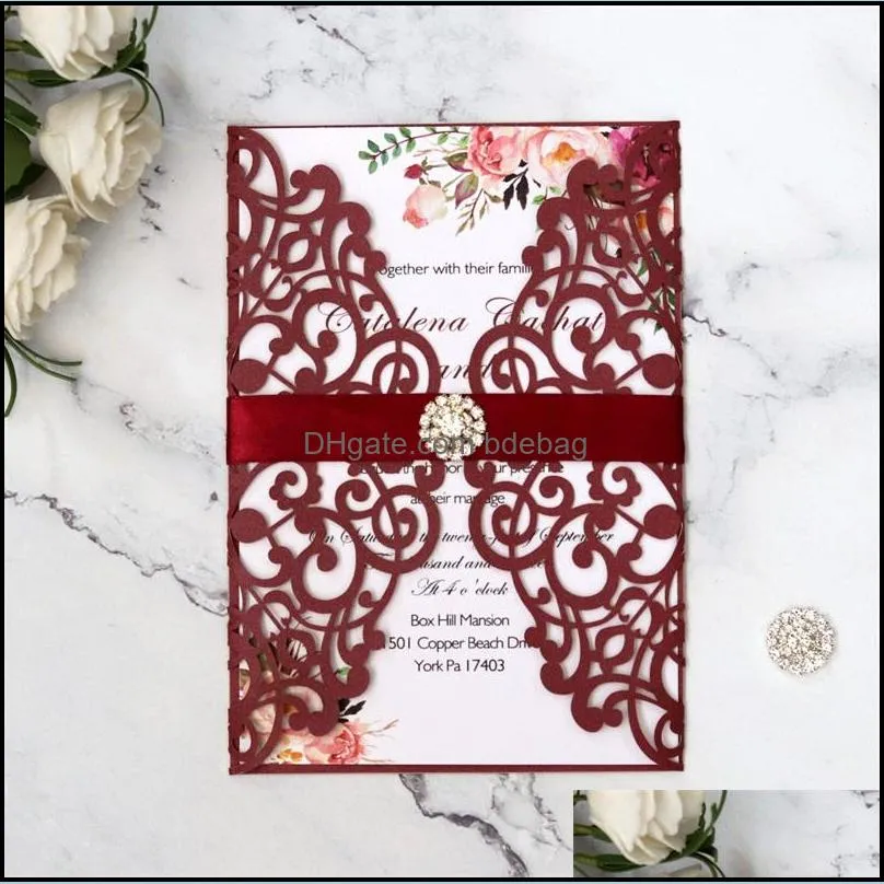 hollowing out invitation marry festives diamond section invitations card european style with different color 3 05dd j1