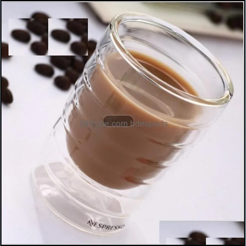 6pcs/lot mugs caneca hand blown double wall whey protein canecas coffee mug espresso coffee cup thermal glass 85ml