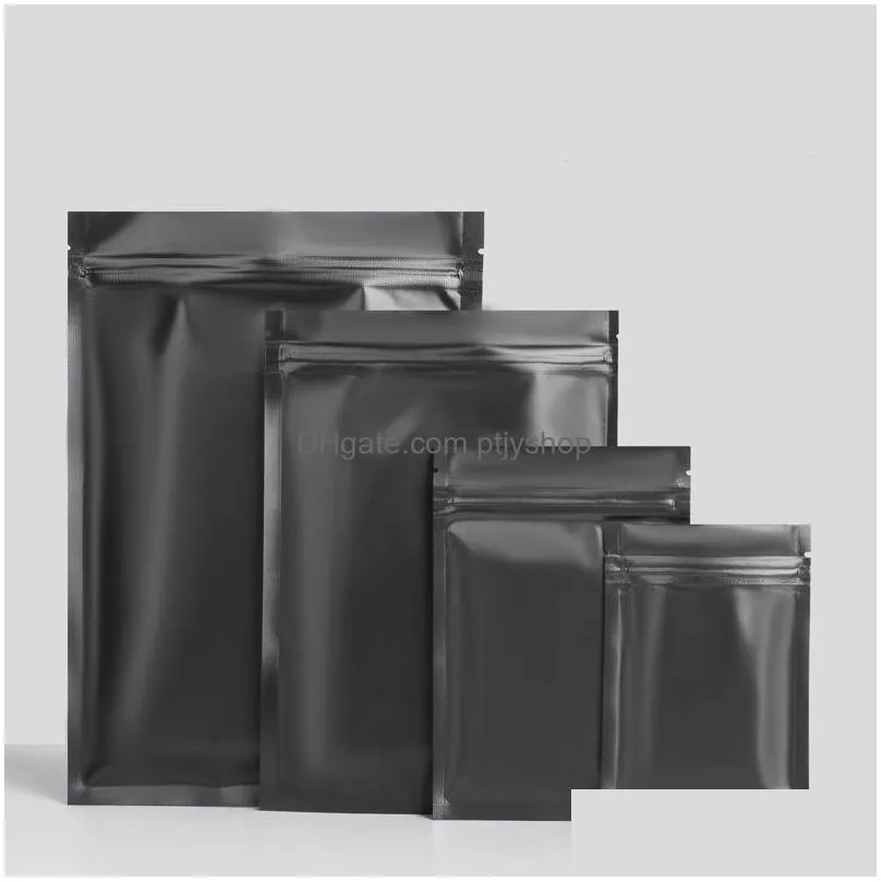 multisizes black zip lock flat bottom packing bags aluminum foil zipper seal packaging mylar gift package bag for dry food and flower