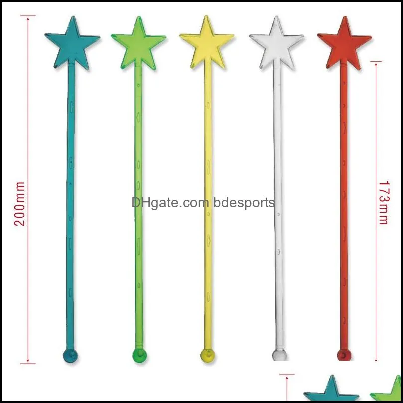 kitchen bar barware tools 20cm star color transparent plastic disposable cocktail picks stick stirring swizzle stick 500pc/lot 20220827