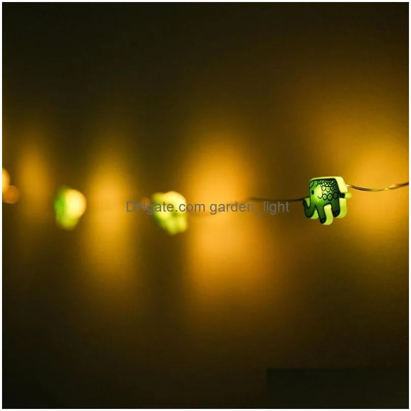 brelong string light 2m 20 leds green elephant decoration lighting battery power easy installment outdoor wedding holiday decor