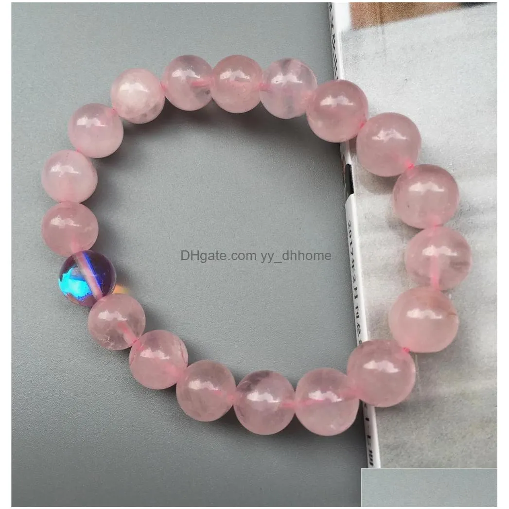 10mm rose quartz beads bracelet mystic aura quartz bracelet elastic bracelet gemstone bracelet bead bracelet