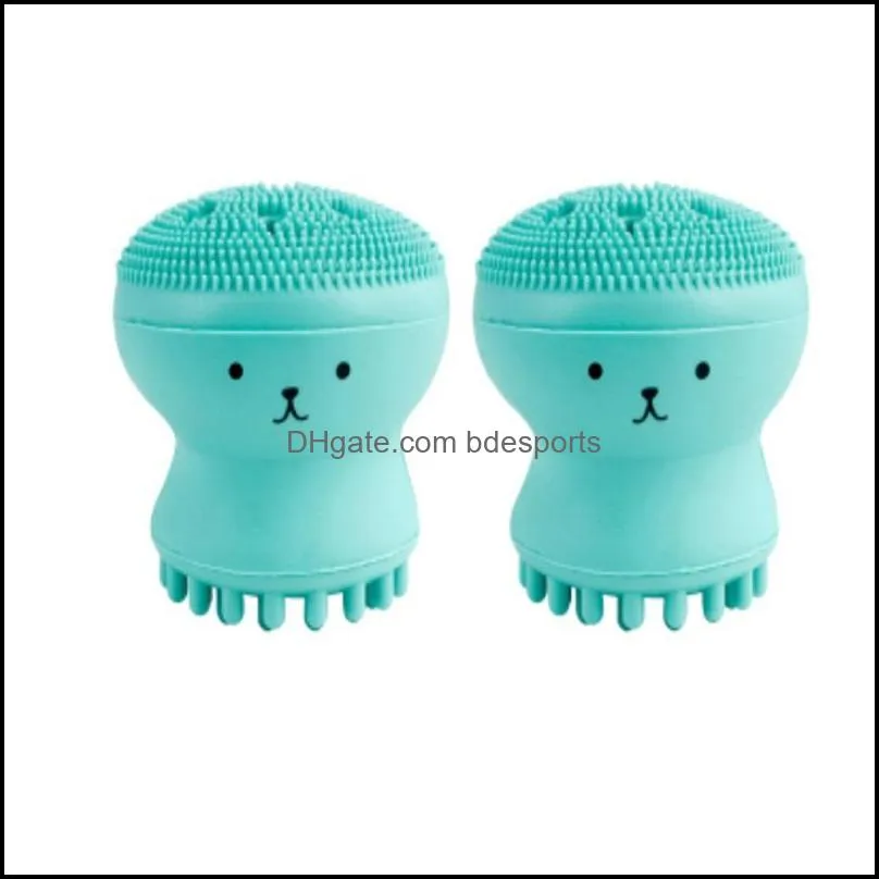 lovely cute octopus shape silicone facial cleaning brush deep pore cleaning exfoliator face washing skin care 152 g2
