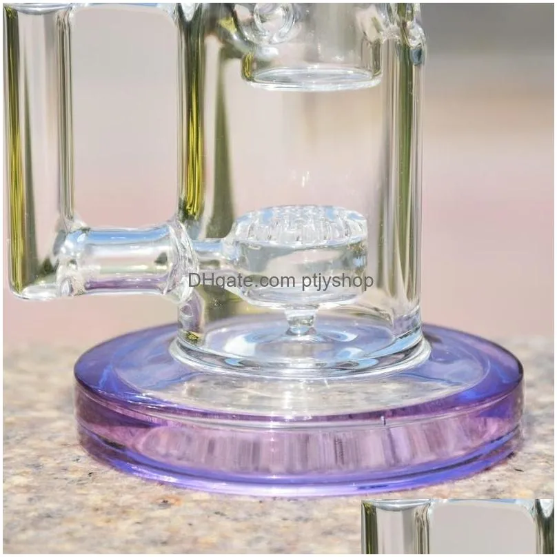 7.9 inch violet straight oil burner hookah water glass pipe colorful smoking glass beaker percolator bong fristted disc shisha tobacco dab rig pipes 14mm female