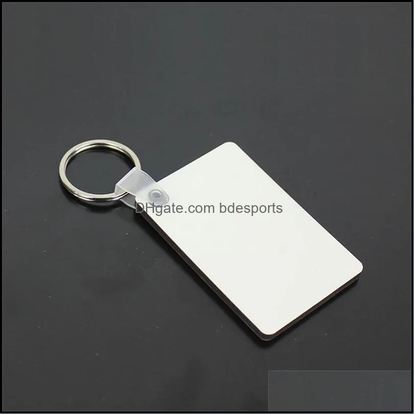  party favor sublimation blank keychain mdf square wooden key pendant thermal transfer doublesided keys ring white diy gift keychain 41