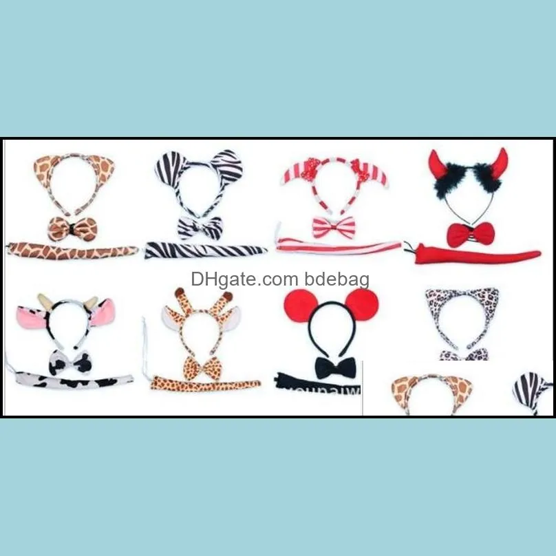 small hair decorate children hats day kit chick rabbit deer frog headwear bow tail animals suit performing props